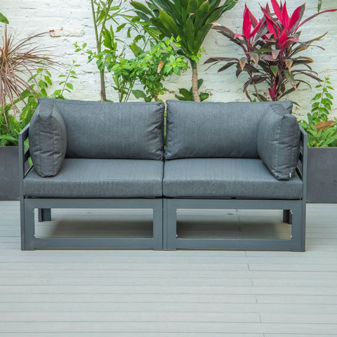 Chelsea 2-Piece Sectional Loveseat Black Aluminum with Cushions