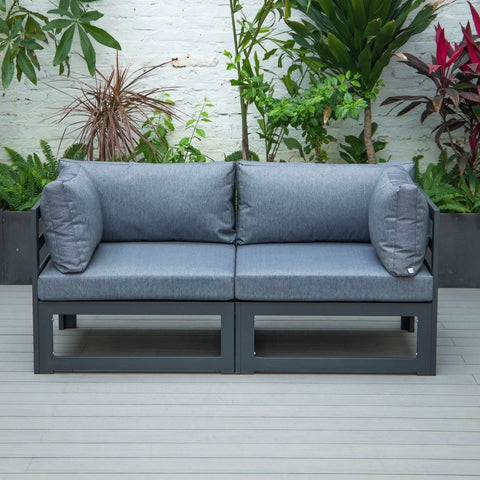 Chelsea 2-Piece Sectional Loveseat Black Aluminum with Cushions