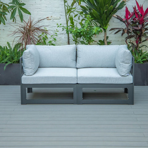 Chelsea 2-Piece Sectional Loveseat Black Aluminum with Cushions