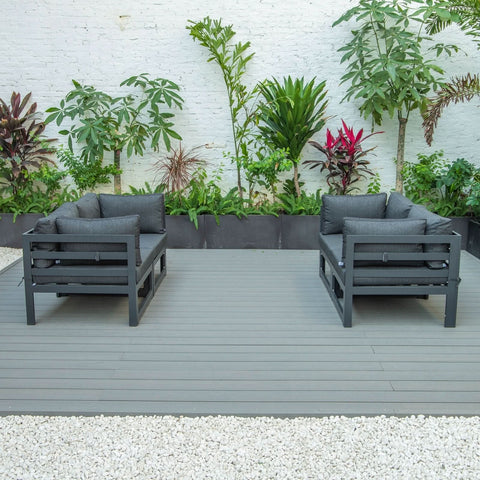 Chelsea 4-Piece Sectional Loveseat Set Black Aluminum with Cushions