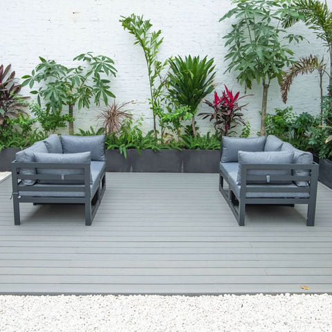 Chelsea 4-Piece Sectional Loveseat Set Black Aluminum with Cushions