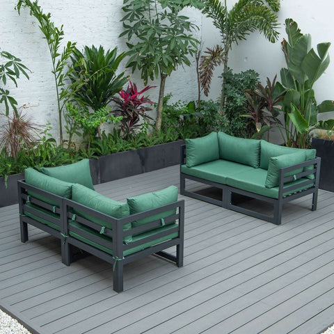 Chelsea 4-Piece Sectional Loveseat Set Black Aluminum with Cushions