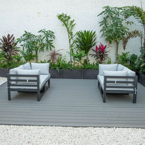 Chelsea 4-Piece Sectional Loveseat Set Black Aluminum with Cushions