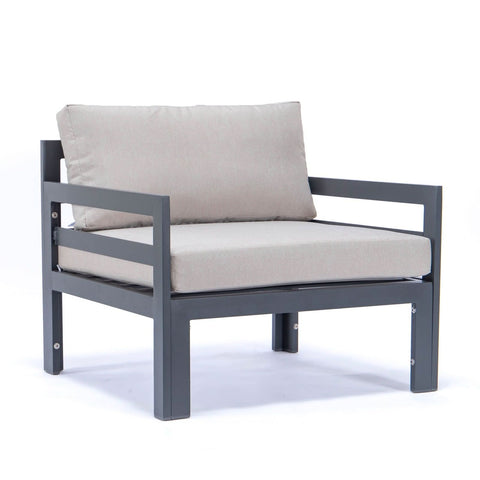 Chelsea 7-Piece Patio Sectional & Fire Pit Table Black Aluminum With Cushions
