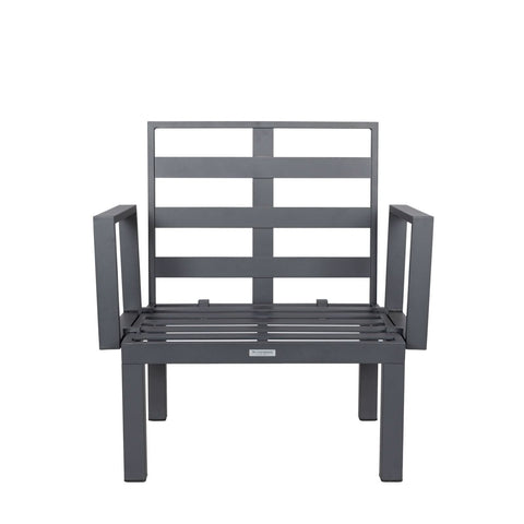 Chelsea 7-Piece Patio Sectional Set in Black Aluminum with Fire Pit Table