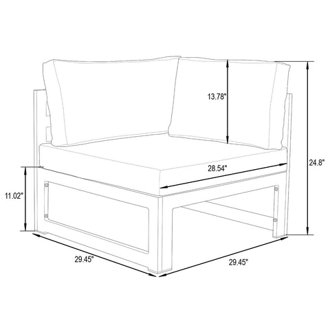 Chelsea 5-Piece Sectional Loveseat and Fireplace Set Black Aluminum with Cushions