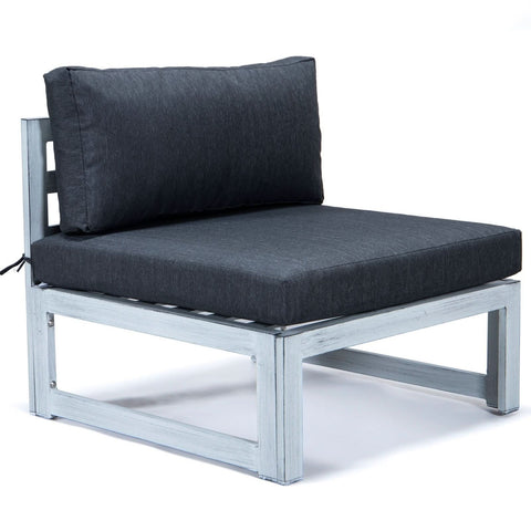 Chelsea 7-Piece Patio Sectional And Fire Pit Table In Weathered Grey Aluminum With Cushions