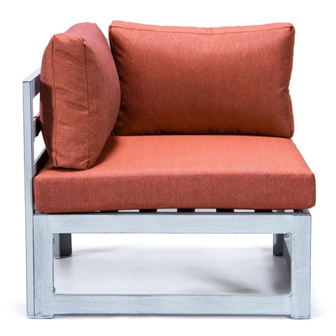 Chelsea 7-Piece Patio Sectional And Fire Pit Table In Weathered Grey Aluminum With Cushions
