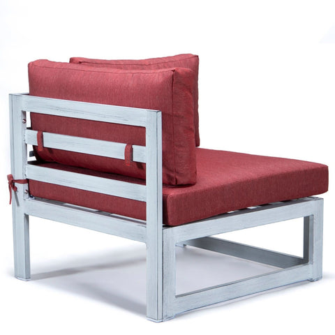 Chelsea 7-Piece Patio Sectional And Fire Pit Table In Weathered Grey Aluminum With Cushions