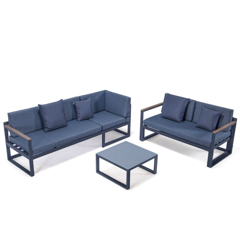 Chelsea Black/White Sectional With Adjustable Headrest & Coffee Table With Cushions