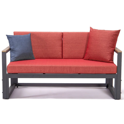 Chelsea Black Sectional With Adjustable Headrest & Coffee Table With Two Tone Cushions
