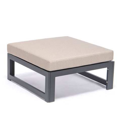 Chelsea Outdoor Patio Black Aluminum Ottomans With Cushions Set Of 2