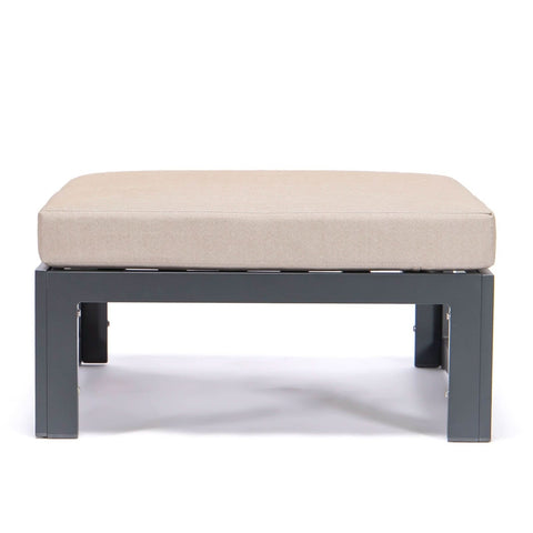 Chelsea Outdoor Patio Black Aluminum Ottomans With Cushions Set Of 2