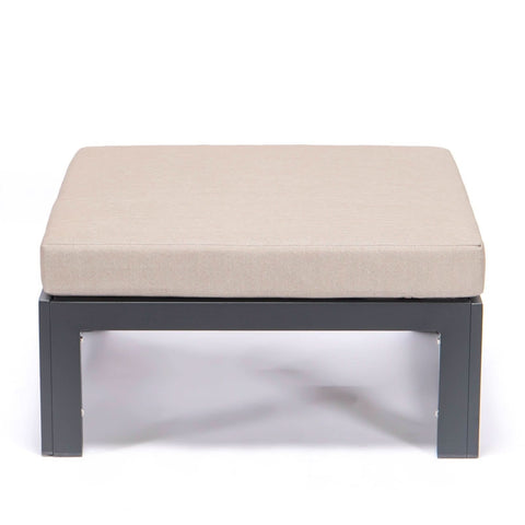 Chelsea Outdoor Patio Black Aluminum Ottomans With Cushions Set Of 2