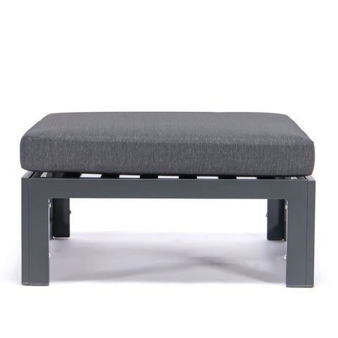 Chelsea Outdoor Patio Black Aluminum Ottomans With Cushions Set Of 2
