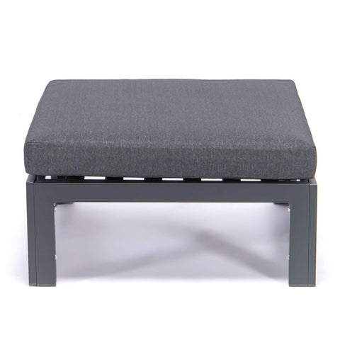 Chelsea Outdoor Patio Black Aluminum Ottomans With Cushions Set Of 2