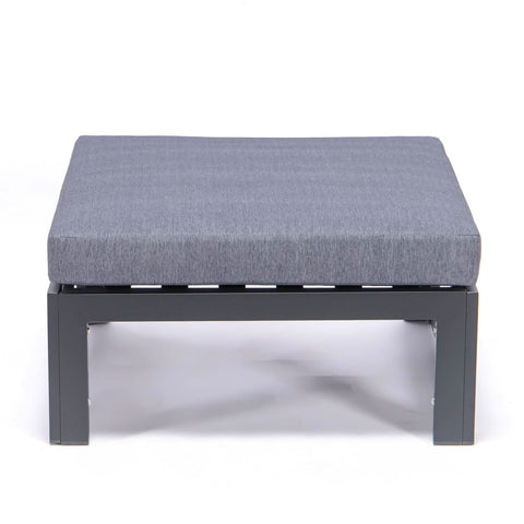 Chelsea Outdoor Patio Black Aluminum Ottomans With Cushions Set Of 2