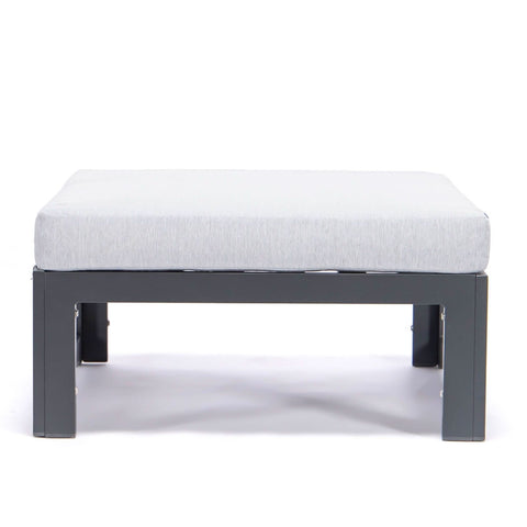 Chelsea Outdoor Patio Black Aluminum Ottomans With Cushions Set Of 2