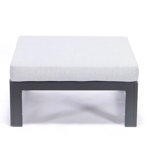 Chelsea Outdoor Patio Black Aluminum Ottomans With Cushions Set Of 2