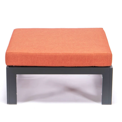 Chelsea Outdoor Patio Black Aluminum Ottomans With Cushions Set Of 2