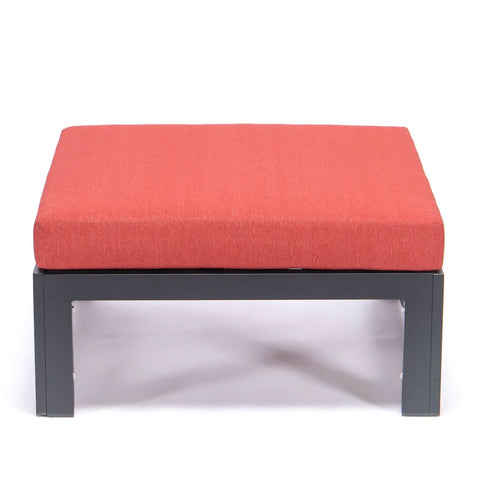 Chelsea Outdoor Patio Black Aluminum Ottomans With Cushions Set Of 2