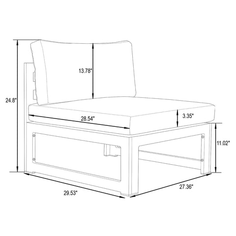 Chelsea 5-Piece Middle Patio Chairs and Coffee Table Set Black Aluminum With Cushions