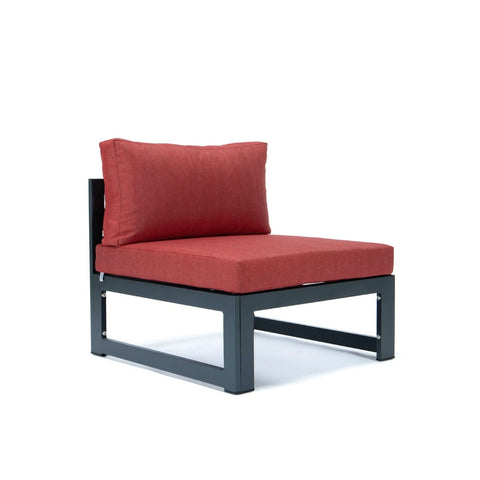 Chelsea 5-Piece Middle Patio Chairs and Coffee Table Set Black Aluminum With Cushions
