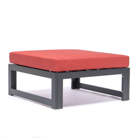 Chelsea 7-Piece Patio Ottoman Sectional And Coffee Table Set Black Aluminum With Cushions