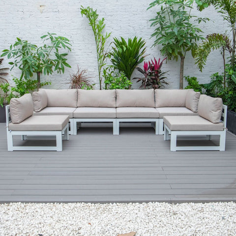 Chelsea 6-Piece Patio Sectional In White Aluminum With Cushions