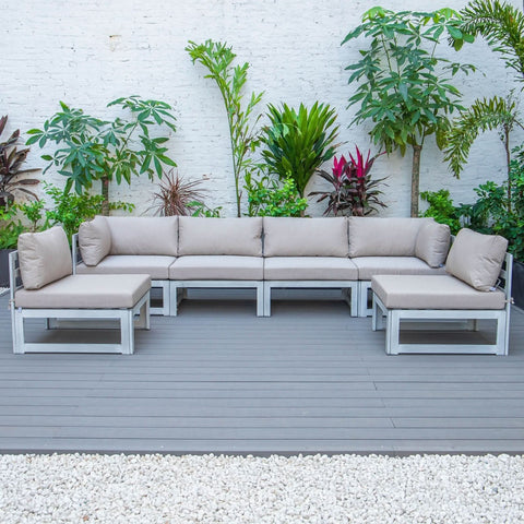 Chelsea 6-Piece Patio Sectional In Weathered Grey Aluminum With Cushions