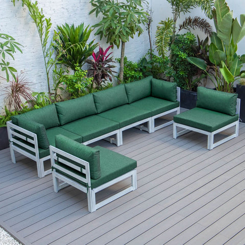 Chelsea 6-Piece Patio Sectional In Weathered Grey Aluminum With Cushions