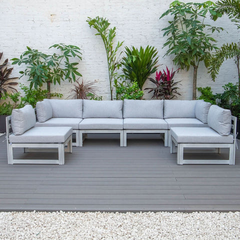 Chelsea 6-Piece Patio Sectional In Weathered Grey Aluminum With Cushions