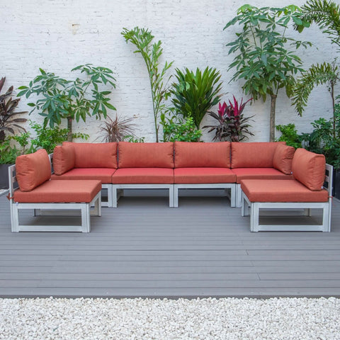 Chelsea 6-Piece Patio Sectional In Weathered Grey Aluminum With Cushions
