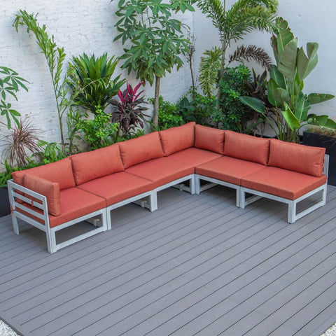 Chelsea 6-Piece Patio Sectional In Weathered Grey Aluminum With Cushions