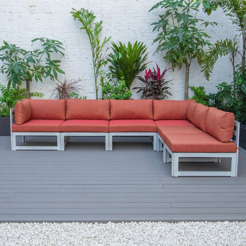 Chelsea 6-Piece Patio Sectional In Weathered Grey Aluminum With Cushions