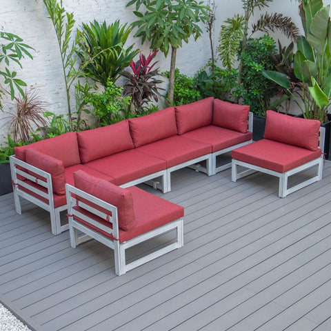 Chelsea 6-Piece Patio Sectional In Weathered Grey Aluminum With Cushions