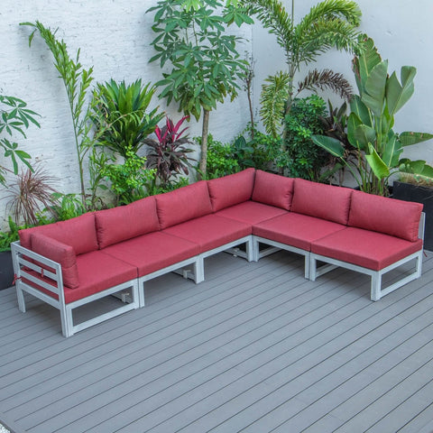 Chelsea 6-Piece Patio Sectional In Weathered Grey Aluminum With Cushions