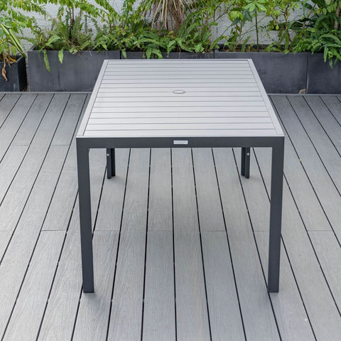 Chelsea Mid-Century Modern 63" & 87" Rectangular Outdoor Dining Table, Black Aluminum