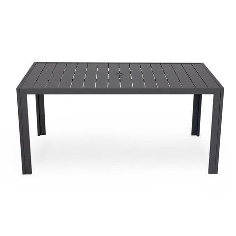 Chelsea Mid-Century Modern 63" & 87" Rectangular Outdoor Dining Table, Black Aluminum