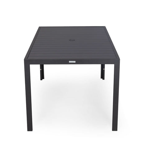 Chelsea Mid-Century Modern 63" & 87" Rectangular Outdoor Dining Table, Black Aluminum