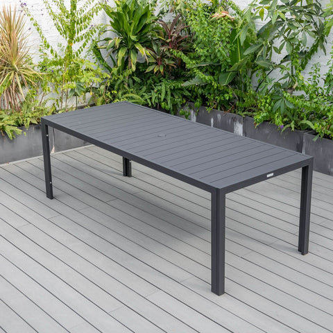 Chelsea Mid-Century Modern 63" & 87" Rectangular Outdoor Dining Table, Black Aluminum
