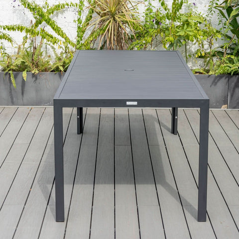 Chelsea Mid-Century Modern 63" & 87" Rectangular Outdoor Dining Table, Black Aluminum