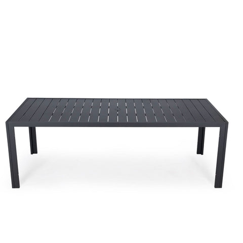 Chelsea Mid-Century Modern 63" & 87" Rectangular Outdoor Dining Table, Black Aluminum