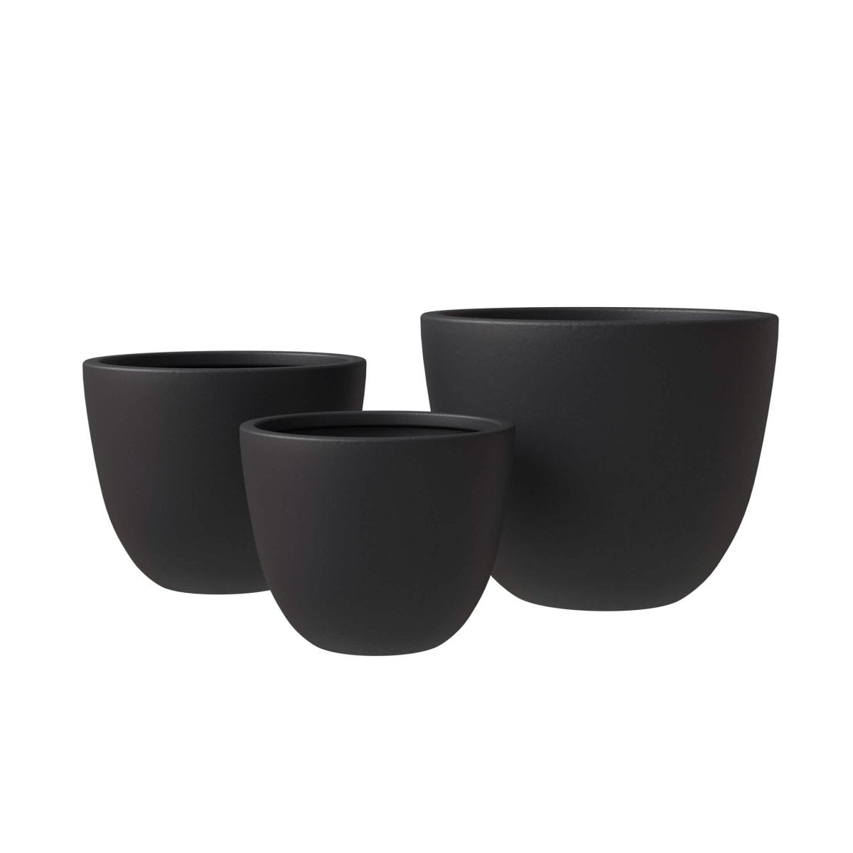 Dahlia 3 - Piece Fiberstone and MGO Clay Planter Set, Mid - Century Modern Round Planter Pot for Indoor and Outdoor Home