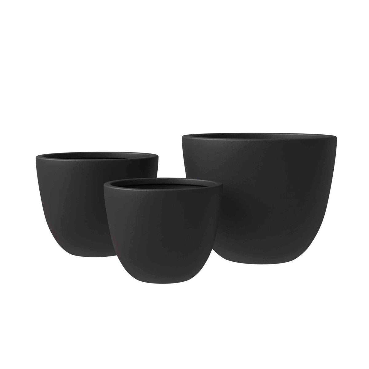 Dahlia 3 - Piece Fiberstone and MGO Clay Planter Set, Mid - Century Modern Round Planter Pot for Indoor and Outdoor Home