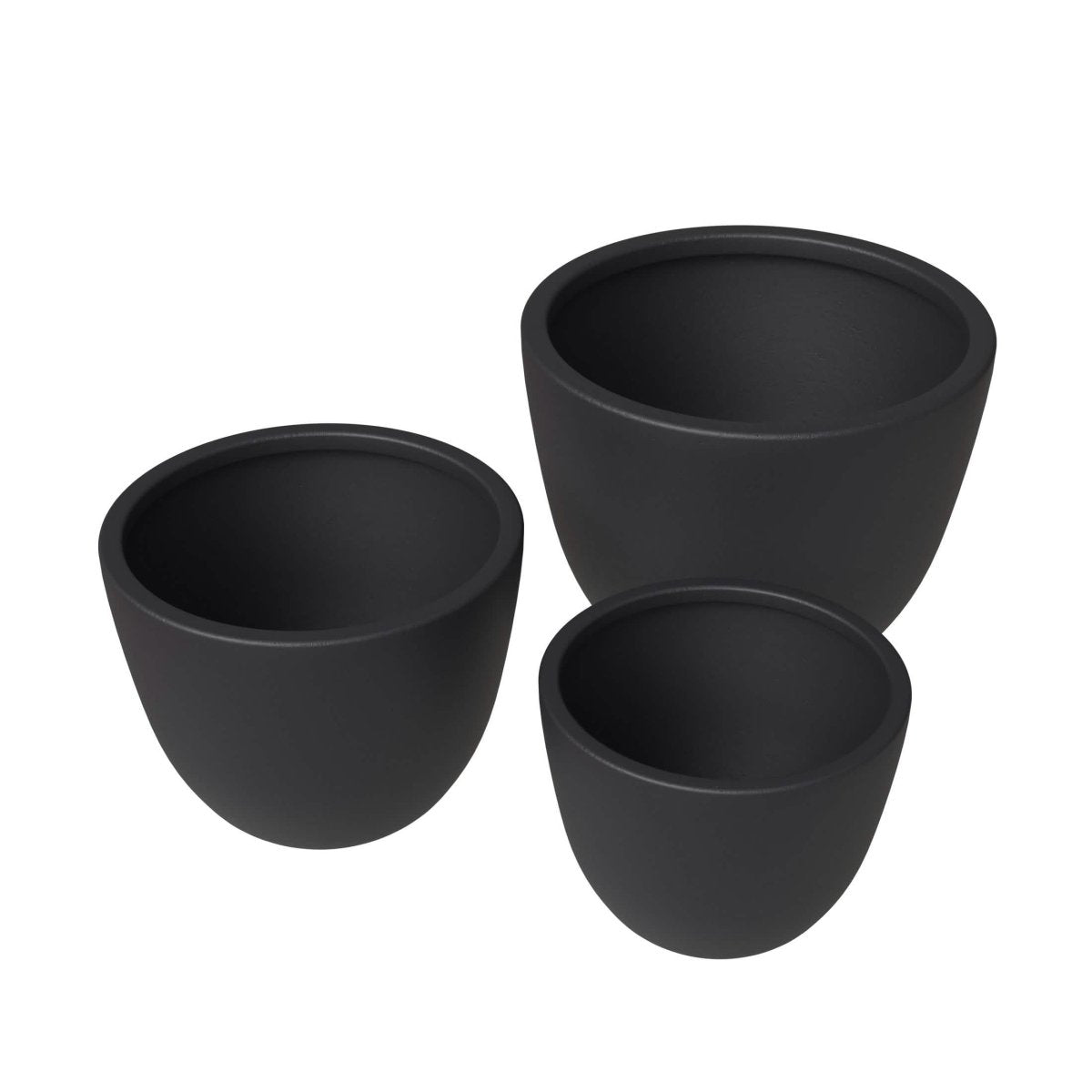 Dahlia 3 - Piece Fiberstone and MGO Clay Planter Set, Mid - Century Modern Round Planter Pot for Indoor and Outdoor Home