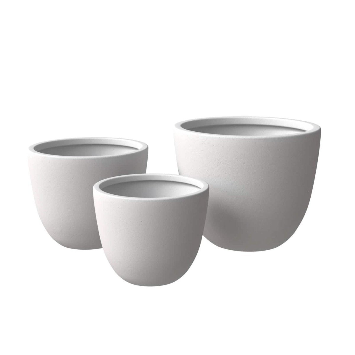 Dahlia 3 - Piece Fiberstone and MGO Clay Planter Set, Mid - Century Modern Round Planter Pot for Indoor and Outdoor Home
