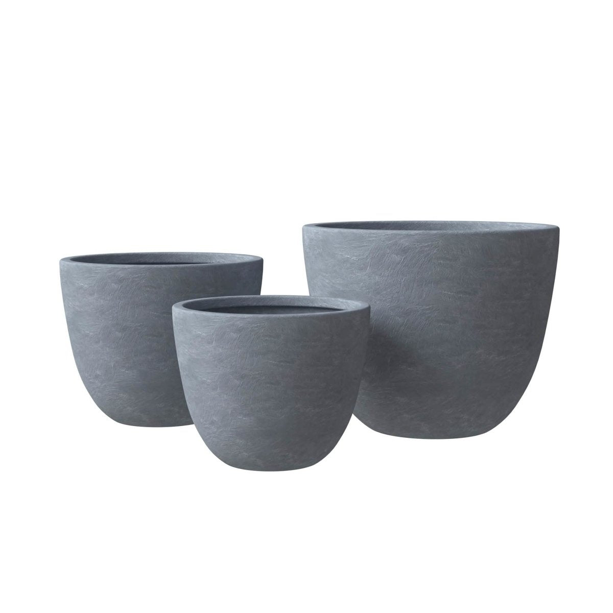 Dahlia 3 - Piece Fiberstone and MGO Clay Planter Set, Mid - Century Modern Round Planter Pot for Indoor and Outdoor Home