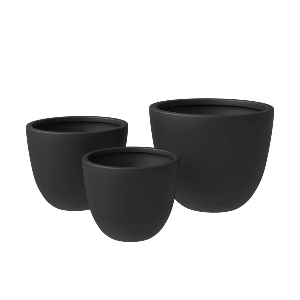 Dahlia 3 - Piece Fiberstone and MGO Clay Planter Set, Mid - Century Modern Round Planter Pot for Indoor and Outdoor Home