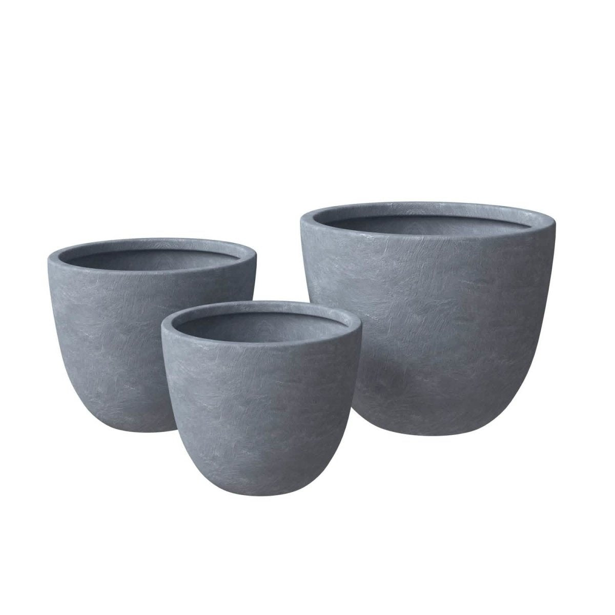 Dahlia 3 - Piece Fiberstone and MGO Clay Planter Set, Mid - Century Modern Round Planter Pot for Indoor and Outdoor Home